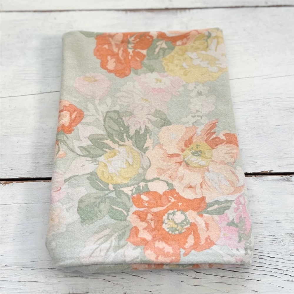 1 Pottery Barn ELORA FLORAL PRINT PILLOW COVER 24" Linen Neutral Orange Green PB - Picture 2 of 8